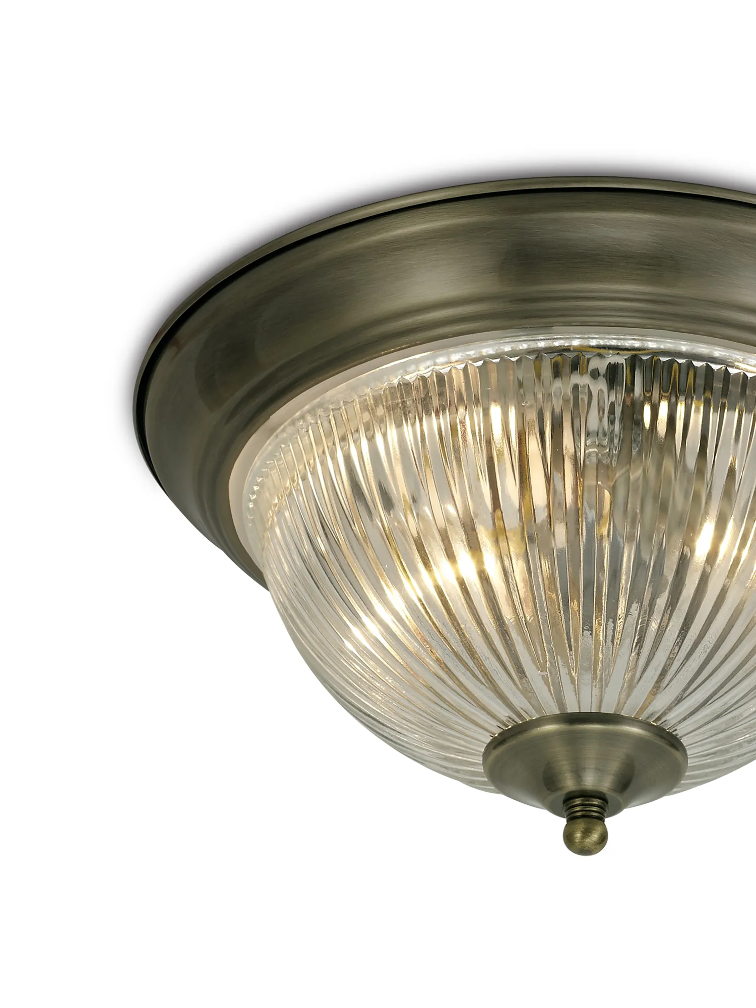 Macy Glass IP44 Flush Ceiling 2 Light Antique Brass D0405  Deco Macy